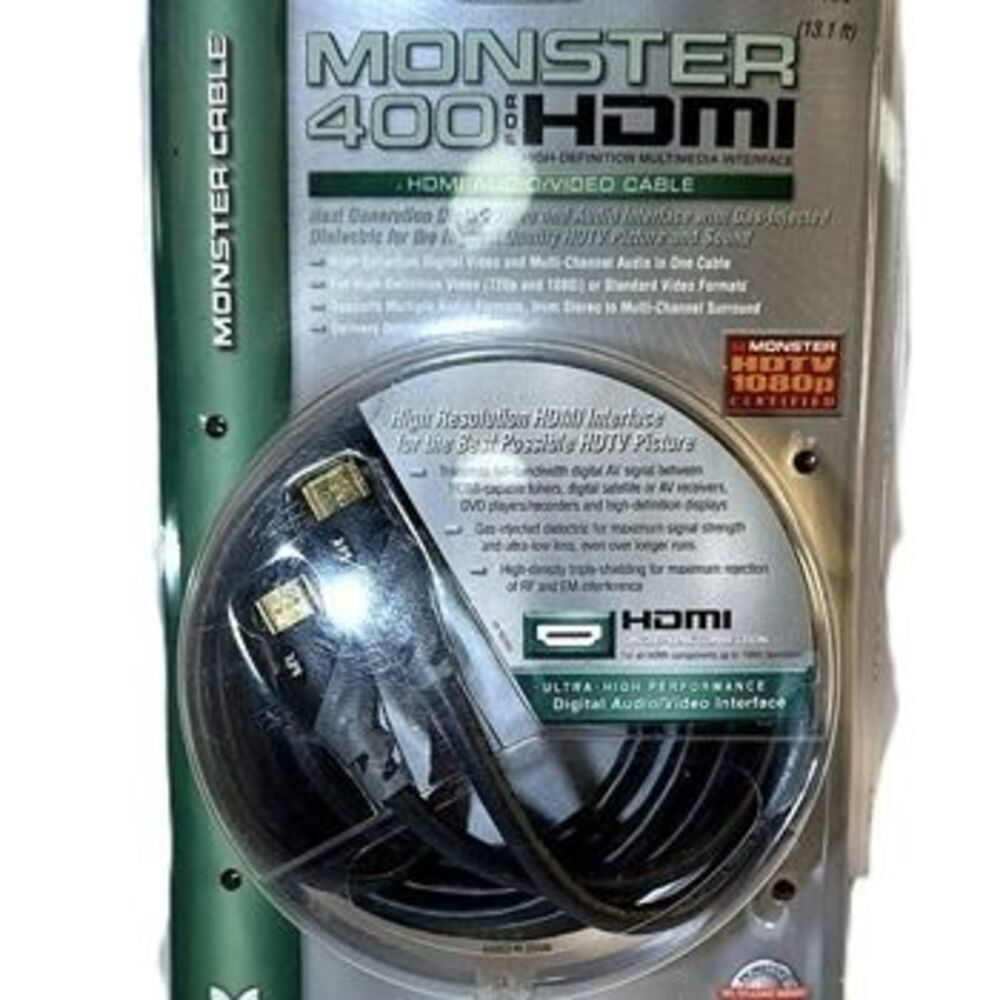 Monster Cable 400 HDMI High Definition Audio/Video Cable 4m (13.1ft) 1080p NEW